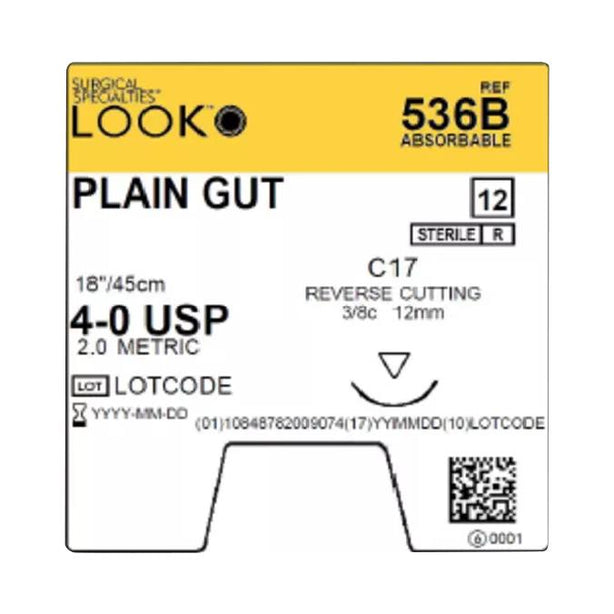 Surgical Specialties Reverse Cutting Plain Gut Sutures 536B - 12.0 Each - MDL-SUS536B
