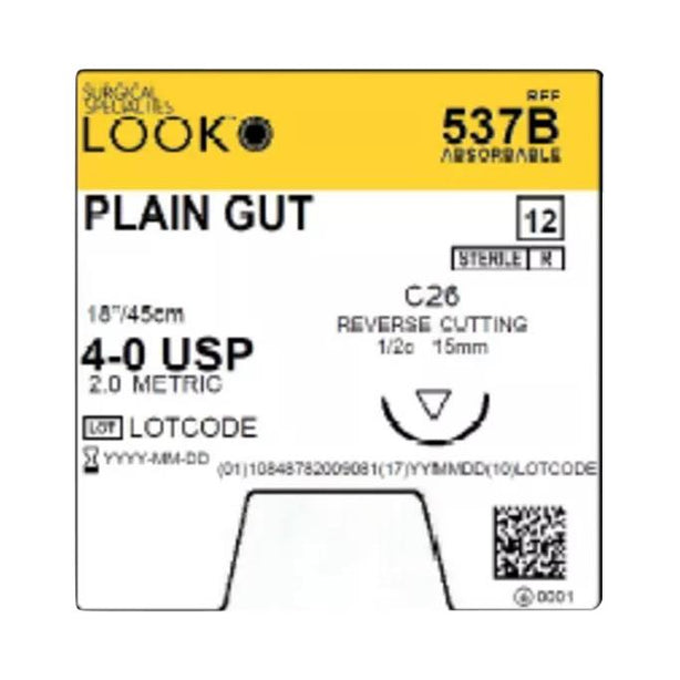 Surgical Specialties Reverse Cutting Plain Gut Sutures 537B - 12.0 Each - MDL-SUS537B