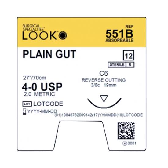 Surgical Specialties Reverse Cutting Plain Gut Sutures 551B - 12.0 Each - MDL-SUS551B