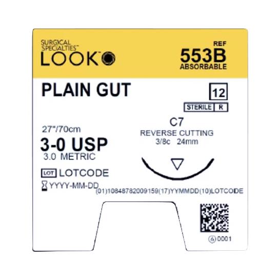 Surgical Specialties Reverse Cutting Plain Gut Sutures 553B - 12.0 Each - MDL-SUS553B