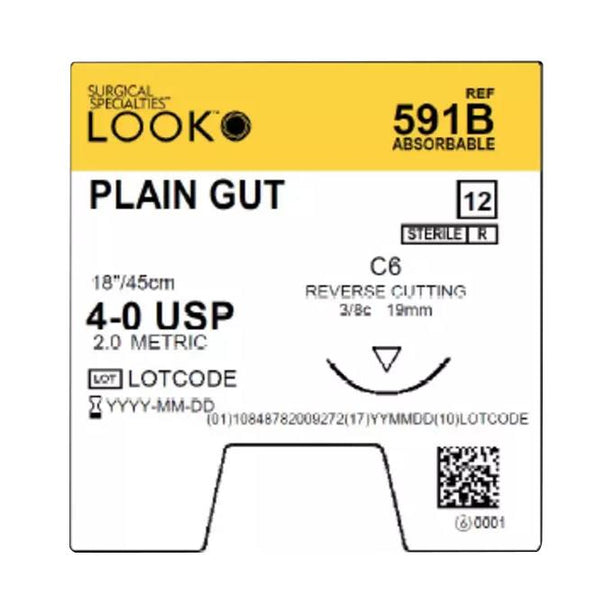 Surgical Specialties Reverse Cutting Plain Gut Sutures 591B - 1.0 box - MDL-SUS591B