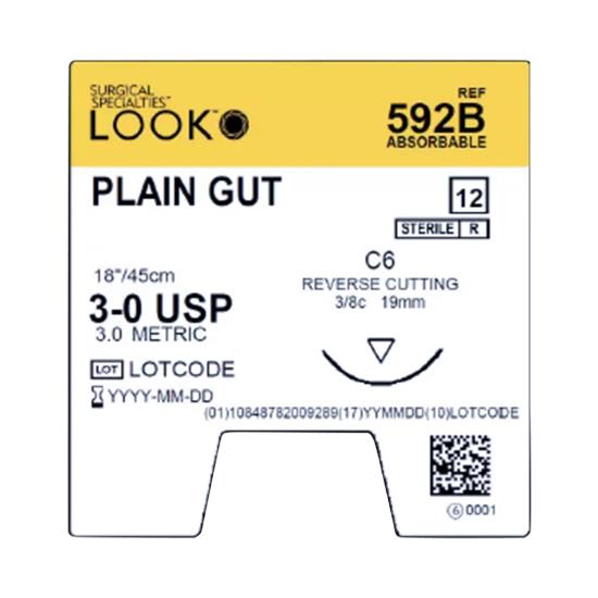 Surgical Specialties Reverse Cutting Plain Gut Sutures 592B - 1.0 box - MDL-SUS592B