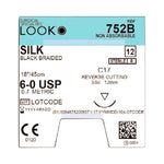 SURGICAL SPECIALTIES Black Braided Silk Sutures 752B 12 Each-MDL-SUS752B