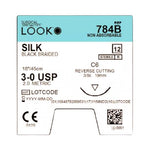 SURGICAL SPECIALTIES Black Braided Silk Sutures 784B 12 Each-MDL-SUS784B