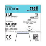 SURGICAL SPECIALTIES Black Braided Silk Sutures 795B 12 Each-MDL-SUS795B