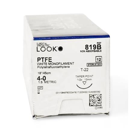 Surgical Specialties PTFE Suture, White, 3-0, 45 cm, 3/8" Circle - 819B - 12 Each