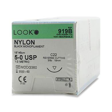 SURGICAL SPECIALTIES Reverse Cutting Black Nylon Monofilament Sutures 919B 12 Each - MDL-SUS919B
