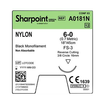 Surgical Specialties Surgical Specialties Nylon Black Monofilament Sutures A0181N - 12.0 Each