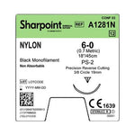 Surgical Specialties Reverse Cutting Black Nylon Monofilament Suture, Size 6-0, 18", DSM18 Needle - A1281N - 12 Each