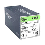 Surgical Specialties Monofilament Nylon Black Nonabsorbable Suture with 16 mm 1/2 Circle Fine Reverse Cutting PS-4 Needle, 45 cm Long, Size 4-0 - A1662N - 12 Each