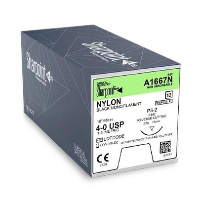 Surgical Specialties Black Monofilament Nylon Sutures A1667N - 12.0 Each - MDL-SUSA1667N