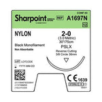 Surgical Specialties Reverse Cutting Black Nylon Monofilament Suture, Size 2-0, 36 mm, 30" 3/8 Needle - A1697N - 12 Each