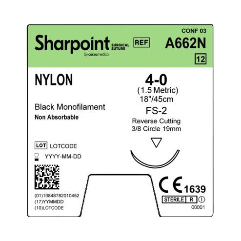 Surgical Specialties Black Monofilament Nylon Sutures A662N - 12.0 Each - MDL-SUSA662N