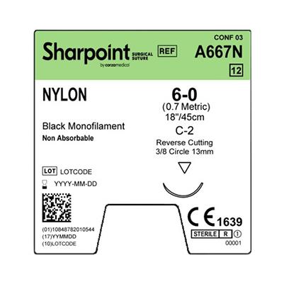 Surgical Specialties Black Monofilament Nylon Sutures A667N - 12.0 Each - MDL-SUSA667N