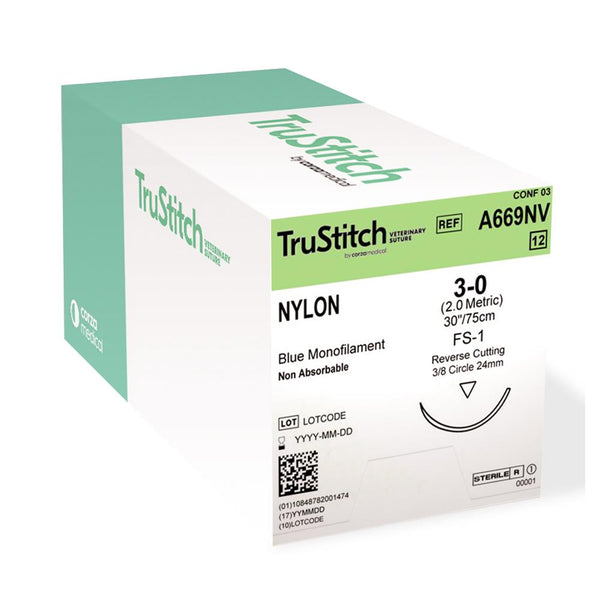 Surgical Specialties TruStitch Veterinary Nylon Sutures A669NV - 12.0 Each