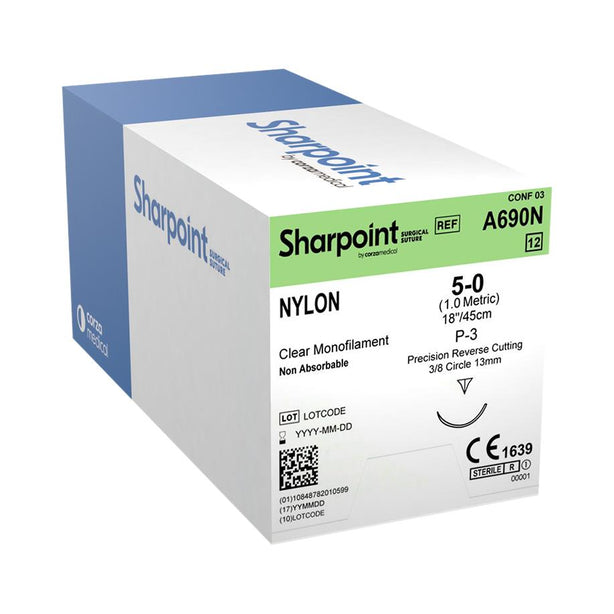 Nonabsorbable UndyedNylonSuturew/Needle - A690N - 12 Each - MDL-SUSA690N