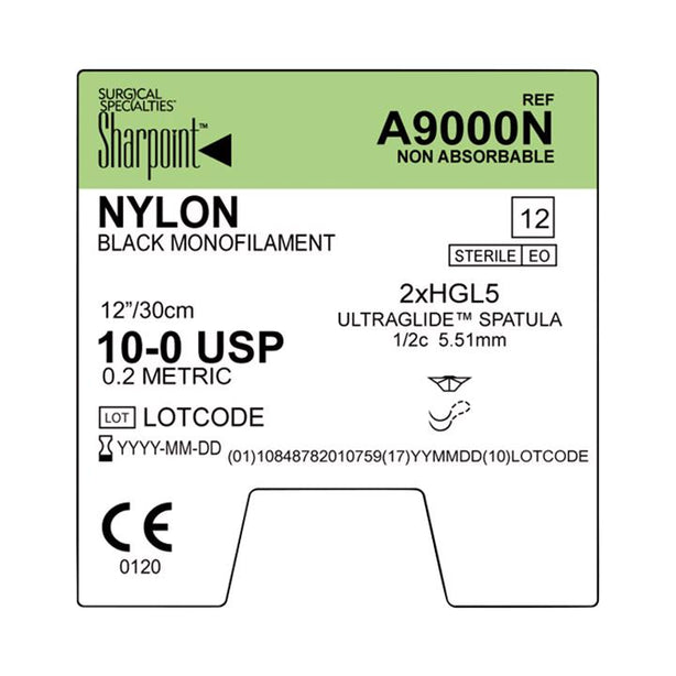 Surgical Specialties UltraGlide Black Nylon Suture A9000N - 12.0 Each