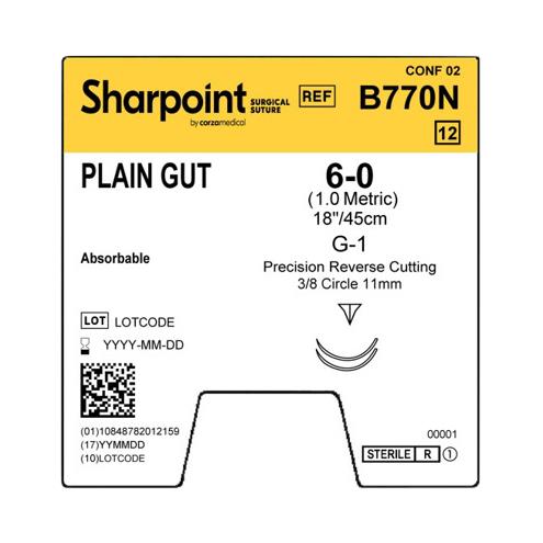 Surgical Specialties Reverse Cutting Plain Gut Sutures B770N - 12.0 Each - MDL-SUSB770N