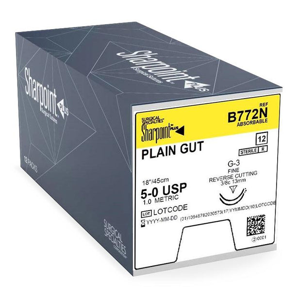 Absorbable Undyed Reverse Cut Plain Gut Suture - B772N - 12 Each - MDL-SUSB772N