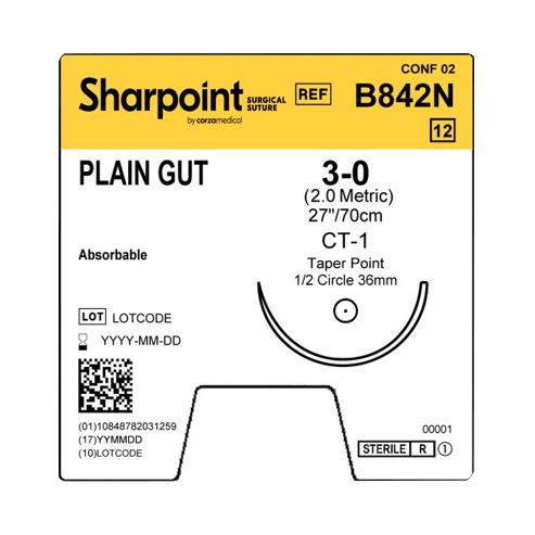 Absorbable Undyed Reverse Cut Plain Gut Suture - B842N - 12 Each - MDL-SUSB842N