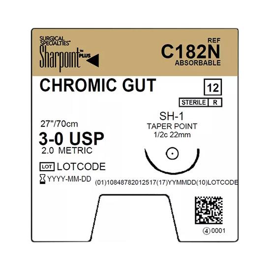 Surgical Specialties Surgical Specialties Chromic Gut Sutures C182N - 12.0 Each - MDL-SUSC182N