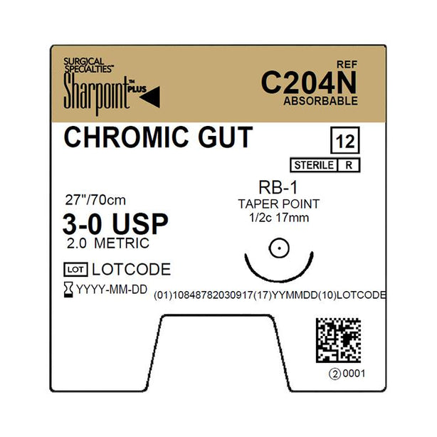 Surgical Specialties Surgical Specialties Chromic Gut Sutures C204N - 12.0 Each - MDL-SUSC204N
