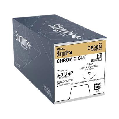 Surgical Specialties Absorbable Uncoated Undyed Plain Gut Suture, DSM19, Size 3-0, 27", 1-Needle 13 mm Length, 3/8 Circle Precision Reverse Cutting Needle - C636N - 12 Each