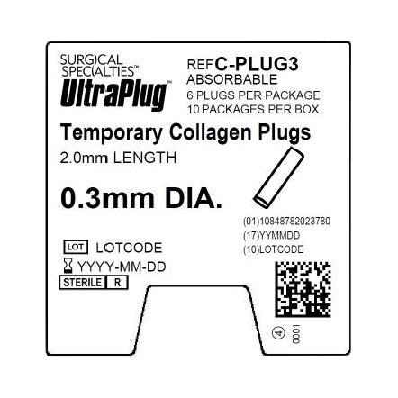 Surgical Specialties UltraPlug Collagen Absorbable Punctal Plugs Sharpoint Coll-Plug 2 mm x 0.3 - C-PLUG3 - 10 Each