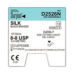 SURGICAL SPECIALTIES Black Braided Silk Sutures D2526N 12 Each-MDL-SUSD2526N