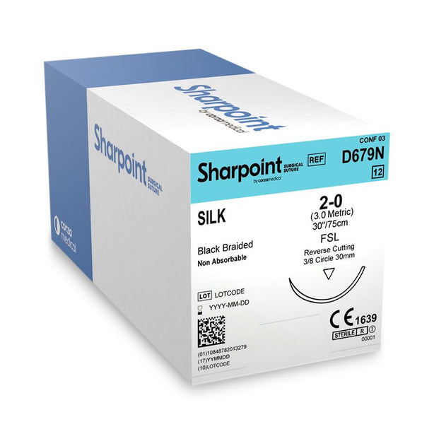 SURGICAL SPECIALTIES Black Braided Silk Sutures D679N 1 box-MDL-SUSD679N