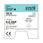 Surgical Specialties Sharpoint Nonabsorbable Coated Black Silk Braided Sutures D707N - 12.0 Each - MDL-SUSD707N