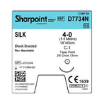 Surgical Specialties Sharpoint Nonabsorbable Coated Black Silk Braided Sutures D7734N - 12.0 Each - MDL-SUSD7734N