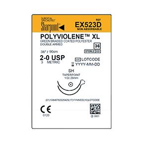 Surgical Specialties Polyviolene Green Braided Sutures EX523D 36.0 Each-MDL-SUSEX523D