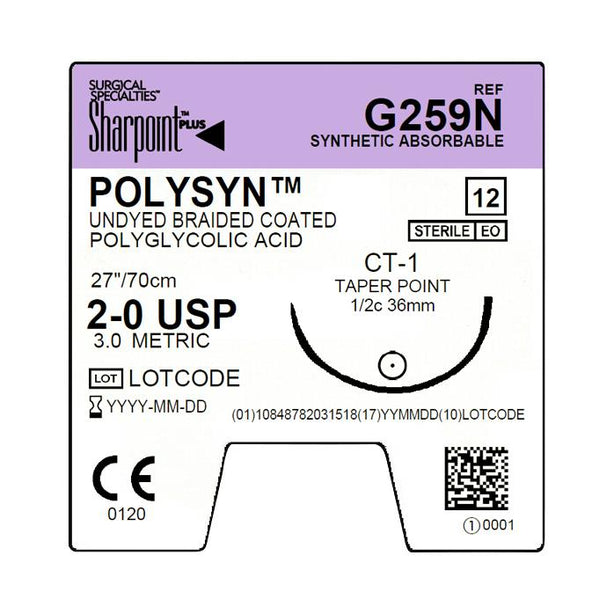 Surgical Specialties PolySyn Undyed Braided Sutures G259N - 12.0 Each - MDL-SUSG259N