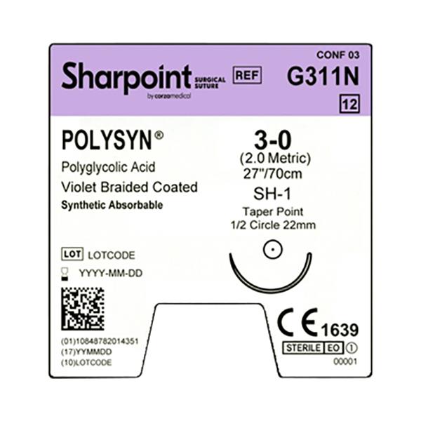 Surgical Specialties Violet Braided Absorbable Suture G311N - 12.0 Each - MDL-SUSG311N
