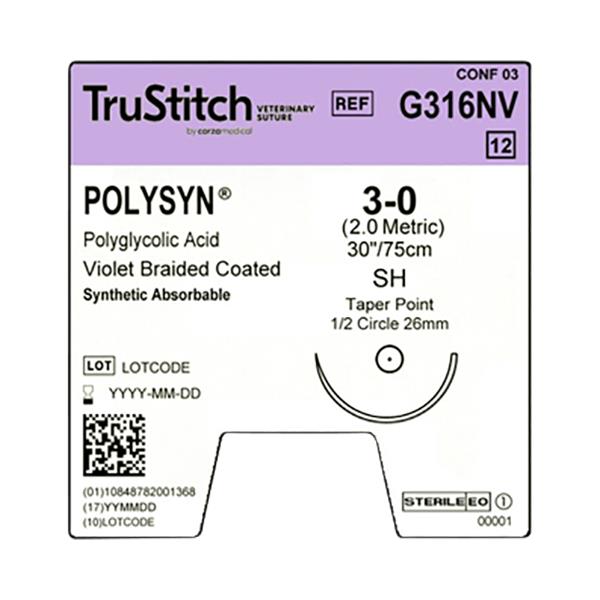 Surgical Specialties Violet Braided Absorbable Suture G316NV - 12.0 Each - MDL-SUSG316NV