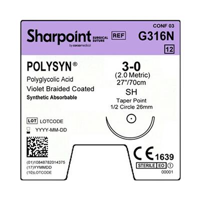 Surgical Specialties Violet Braided Absorbable Suture G316N - 12.0 Each - MDL-SUSG316N