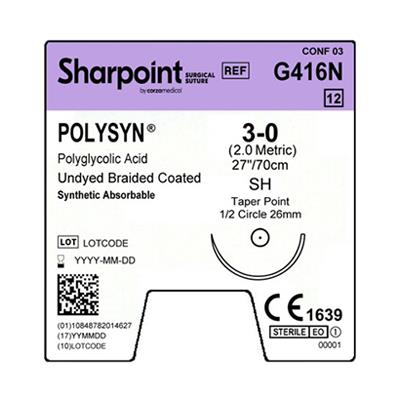 Surgical Specialties PolySyn Undyed Braided Sutures G416N - 12.0 Each - MDL-SUSG416N