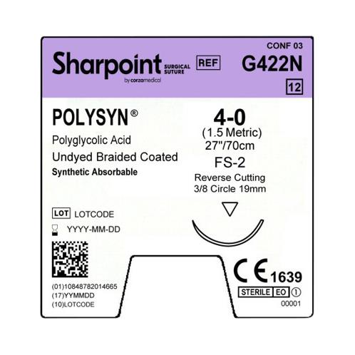 Surgical Specialties PolySyn Undyed Braided Sutures G422N - 12.0 Each - MDL-SUSG422N