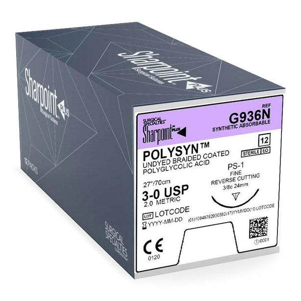 SURGICAL SPECIALTIES Absorbable Undyed Reverse Cut PolySyn Suture G936N 12 Each - MDL-SUSG936N