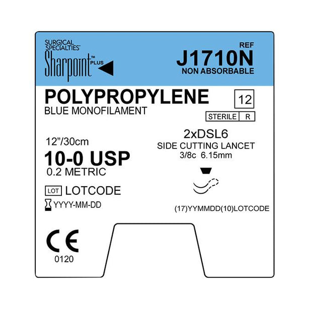 Surgical Specialties Polypropylene Monofilament Sutures J1710N - 12.0 Each - MDL-SUSJ1710N