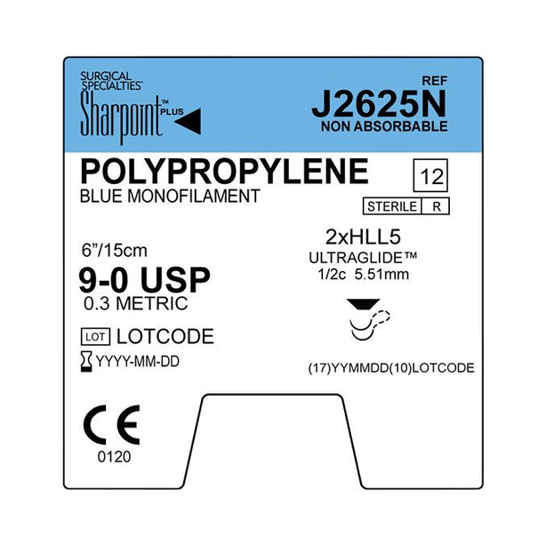 Surgical Specialties Polypropylene Monofilament Sutures J2625N - 12.0 Each - MDL-SUSJ2625N