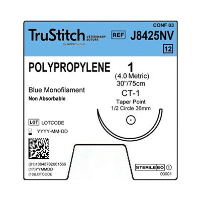 Surgical Specialties PPN Monofil Absorb Needld Veterinary Suture J8425NV - 12.0 Each