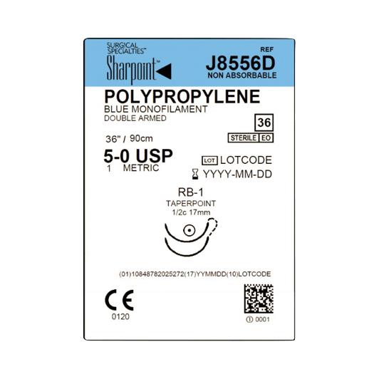 SURGICAL SPECIALTIES Blue Monofilament Polypropylene Sutures J8556D 36 Each-MDL-SUSJ8556D