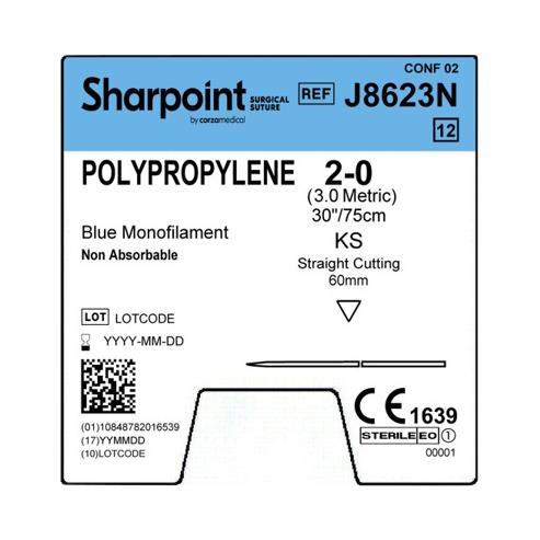Surgical Specialties Polypropylene Monofilament Sutures J8623N - 12.0 Each - MDL-SUSJ8623N