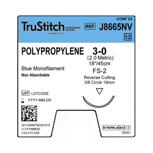SURGICAL SPECIALTIES Blue Monofilament Polypropylene Sutures J8665NV 12 Each-MDL-SUSJ8665NV