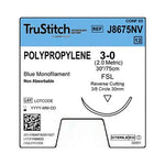 SURGICAL SPECIALTIES Monofilament Trustitch Veterinary Suture, Polypropylene 3-0 Blue 30", FSL Reverse Cutting, 30 mm, 3/8" Circle - J8675NV - 12 Each