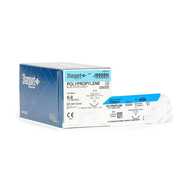 Surgical Specialties Blue Ploypropylene Suture J8698N - 12.0 Each