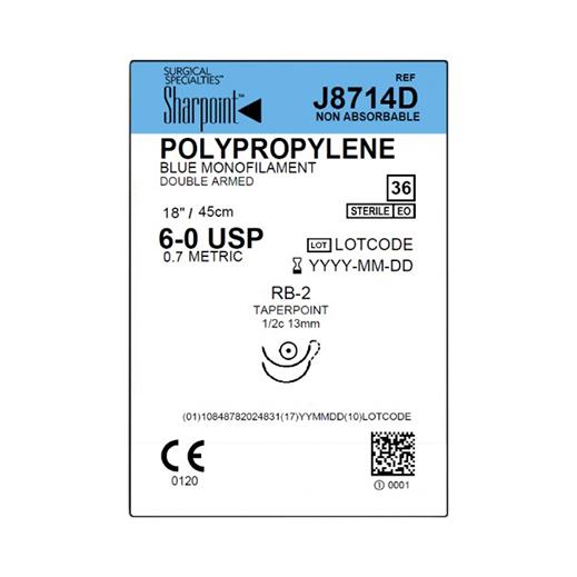 SURGICAL SPECIALTIES Blue Monofilament Polypropylene Sutures J8711D 36 Each-MDL-SUSJ8711D