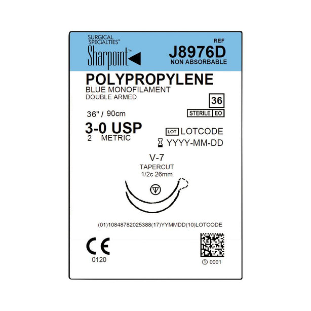 SURGICAL SPECIALTIES Blue Monofilament Polypropylene Sutures J8976D 36 Each-MDL-SUSJ8976D